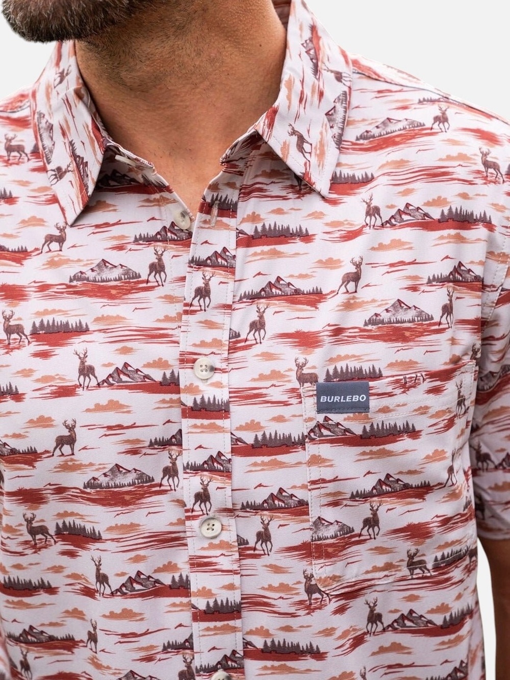 Burlebo Brush Country Performance Button Up 2XL Deer Print Shirt